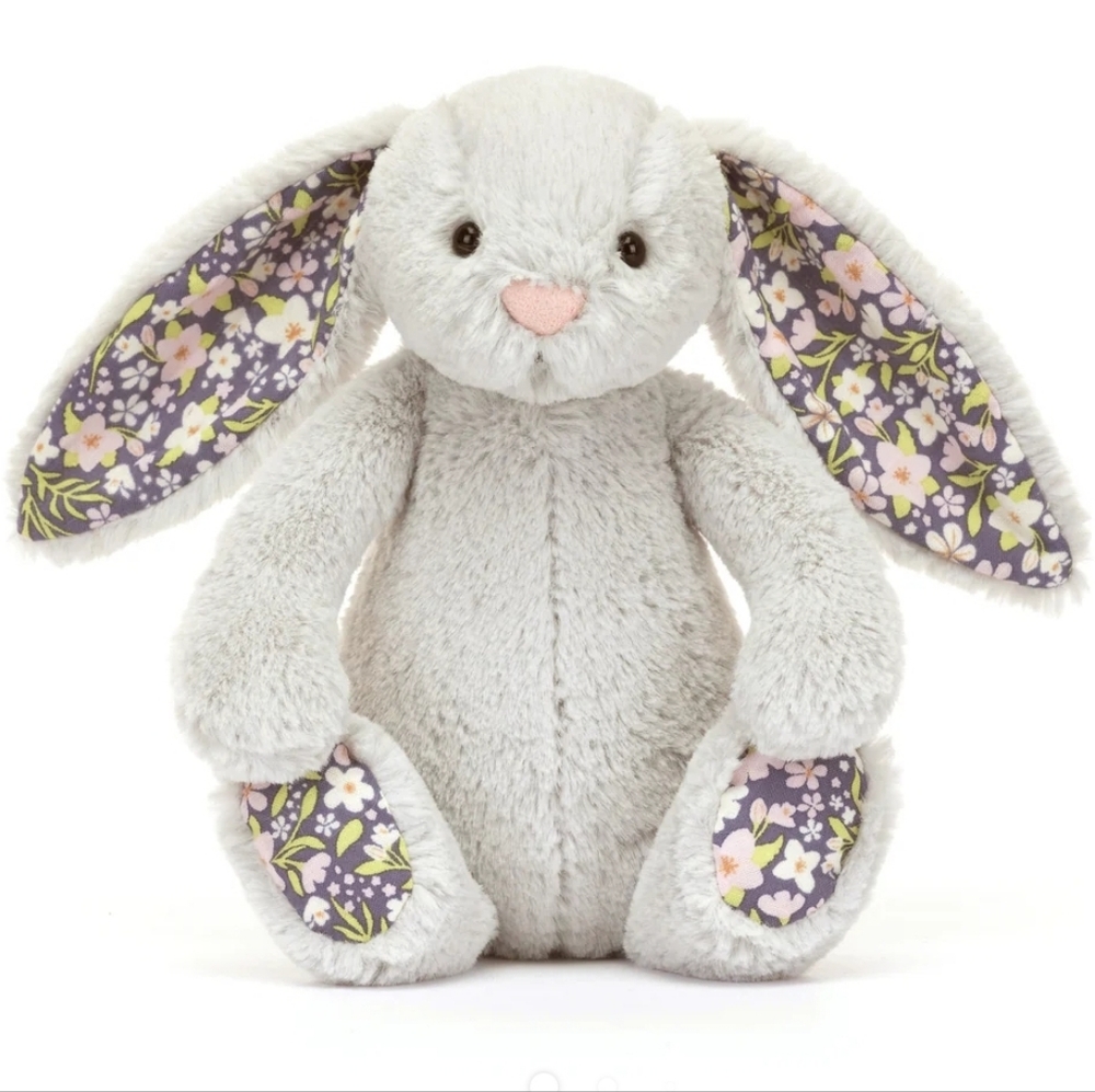 Jellycat Blossom Silver Bunny 'Bloom' Small 7x4" Soft and Plush NWT